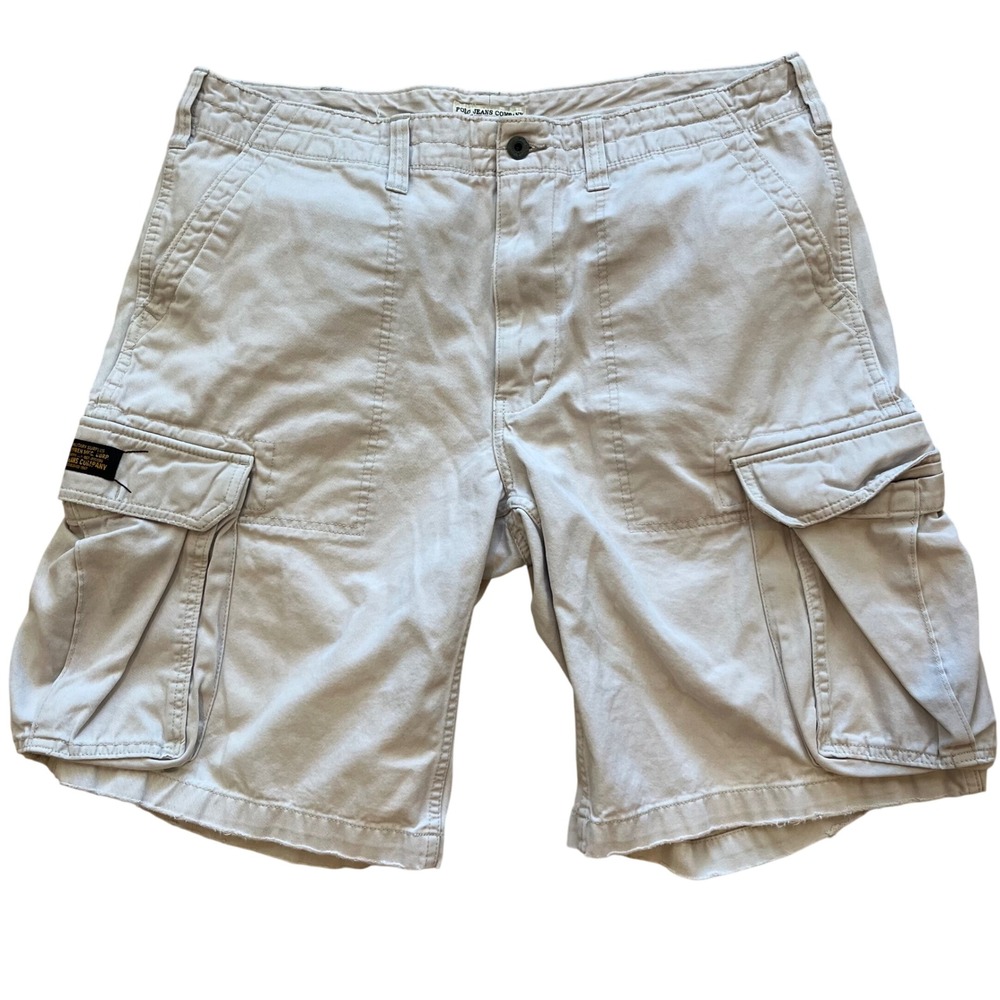 Polo Jeans Co Ralph Lauren Mens 38 Cargo Shorts Beige Cotton Military Surplus